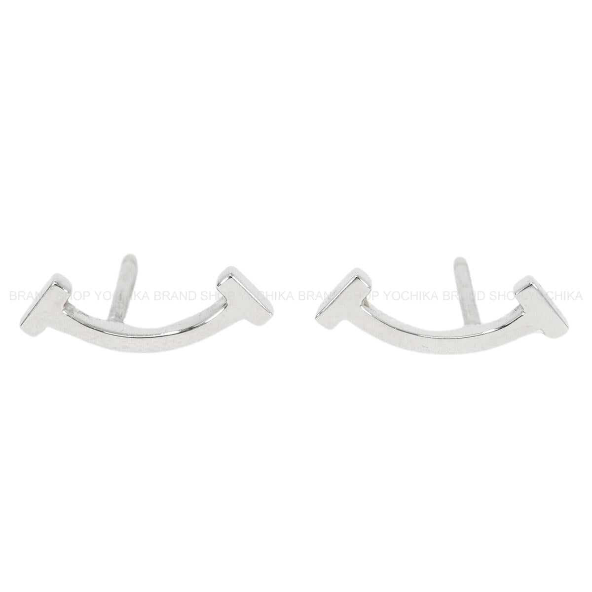 [Pre-loved] TIFFANY&Co. pierced earring T SmileWhite Gold K18WG[LIKE NEW][Authentic]