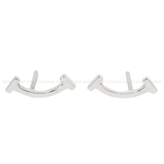 [Pre-loved] TIFFANY&Co. pierced earring T SmileWhite Gold K18WG[LIKE NEW][Authentic]