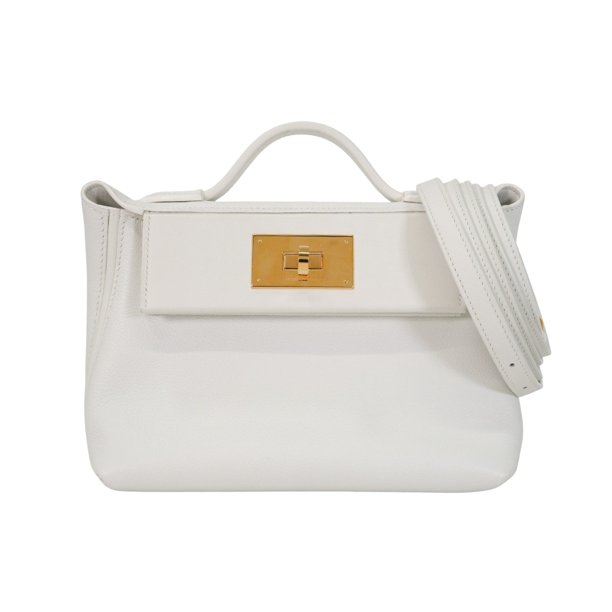 [Pre-loved] HERMES Shoulder bag Sac 24/24 21 Mini New White Evercolor/Veau Swift Gold HW Stamp K[LIKE NEW][Authentic]