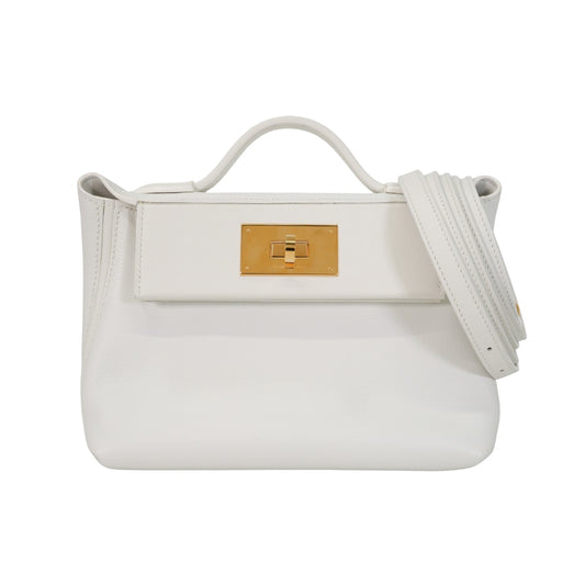 [Pre-loved] HERMES Shoulder bag Sac 24/24 21 Mini New White Evercolor/Veau Swift Gold HW Stamp K[LIKE NEW][Authentic]