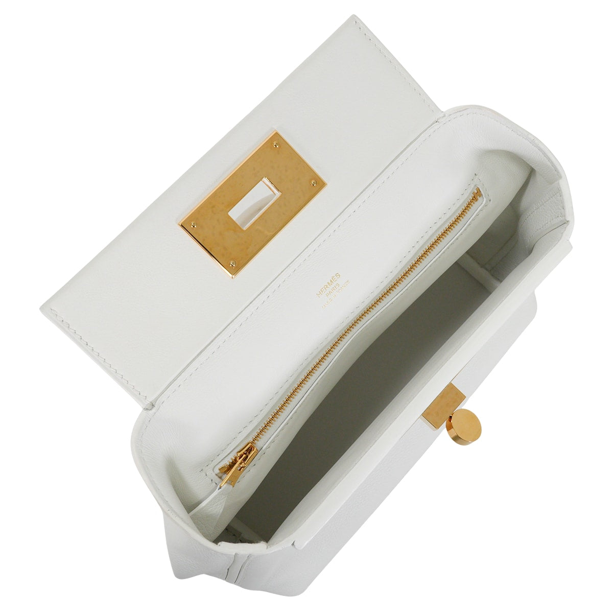 [Pre-loved] HERMES Shoulder bag Sac 24/24 21 Mini New White Evercolor/Veau Swift Gold HW Stamp K[LIKE NEW][Authentic]