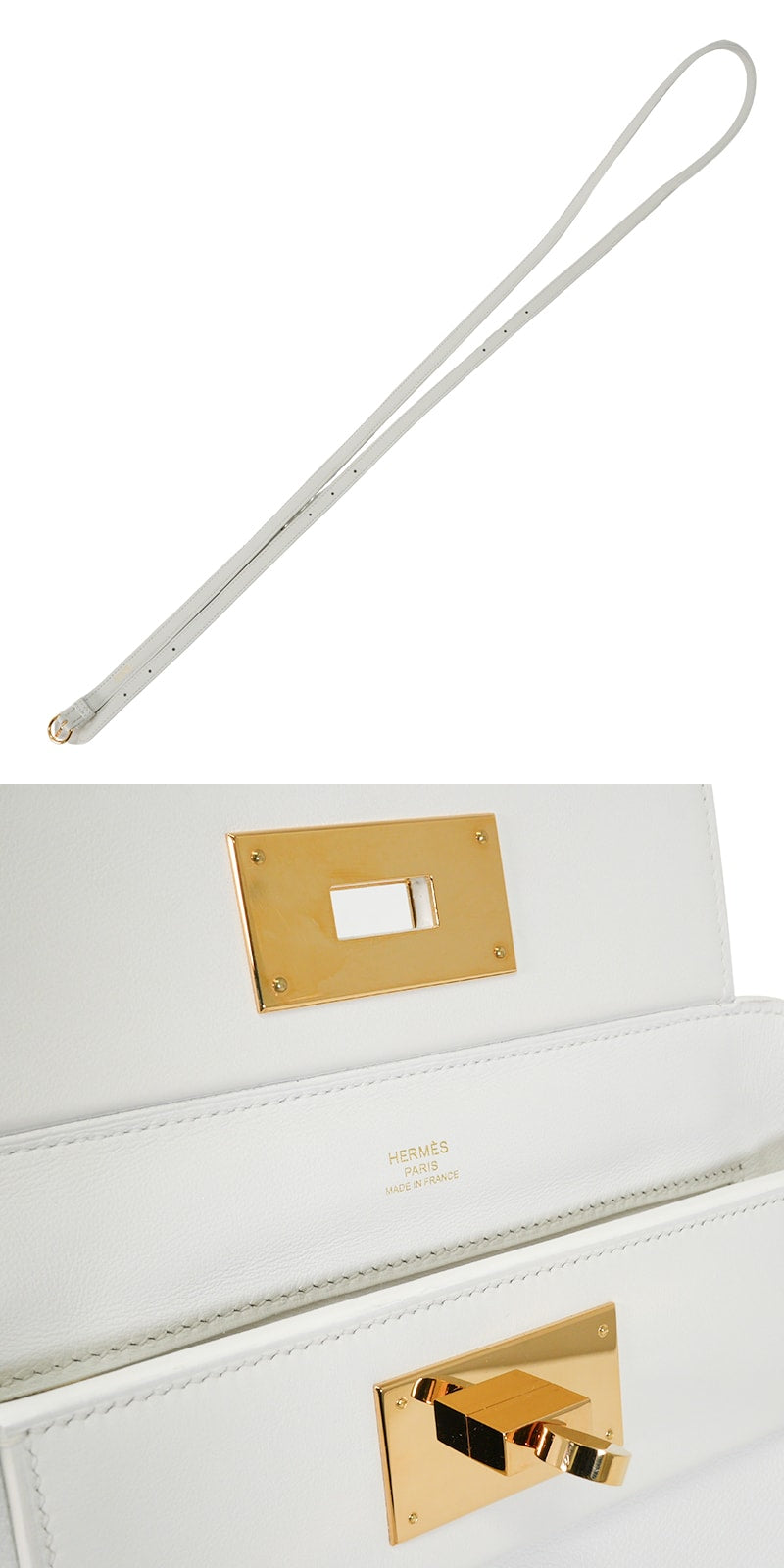 [Pre-loved] HERMES Shoulder bag Sac 24/24 21 Mini New White Evercolor/Veau Swift Gold HW Stamp K[LIKE NEW][Authentic]