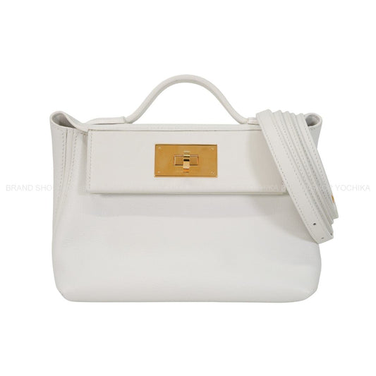 [Pre-loved] HERMES Shoulder bag Sac 24/24 21 Mini New White Evercolor/Veau Swift Gold HW Stamp K[LIKE NEW][Authentic]