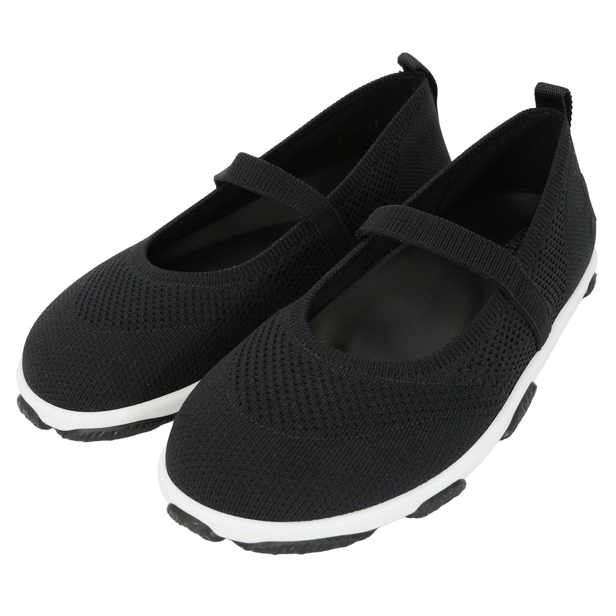 HERMES ballet shoes(flat shoes) Manta Noir (Black) Knit/Rubber ＃37 H261004Z[EXCELLENT][Authentic]