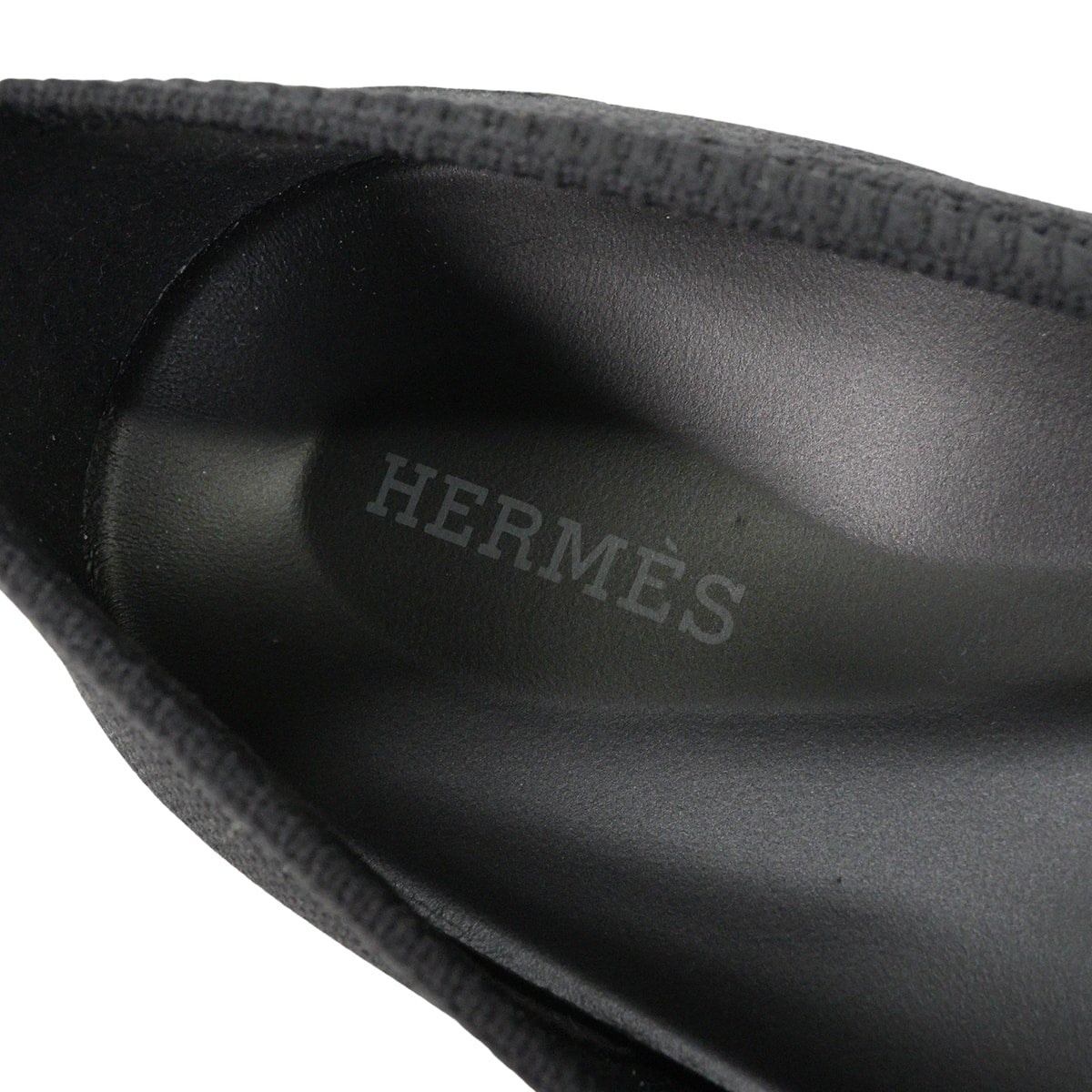 HERMES ballet shoes(flat shoes) Manta Noir (Black) Knit/Rubber ＃37 H261004Z[EXCELLENT][Authentic]