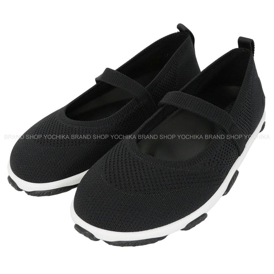 HERMES ballet shoes(flat shoes) Manta Noir (Black) Knit/Rubber ＃37 H261004Z[EXCELLENT][Authentic]
