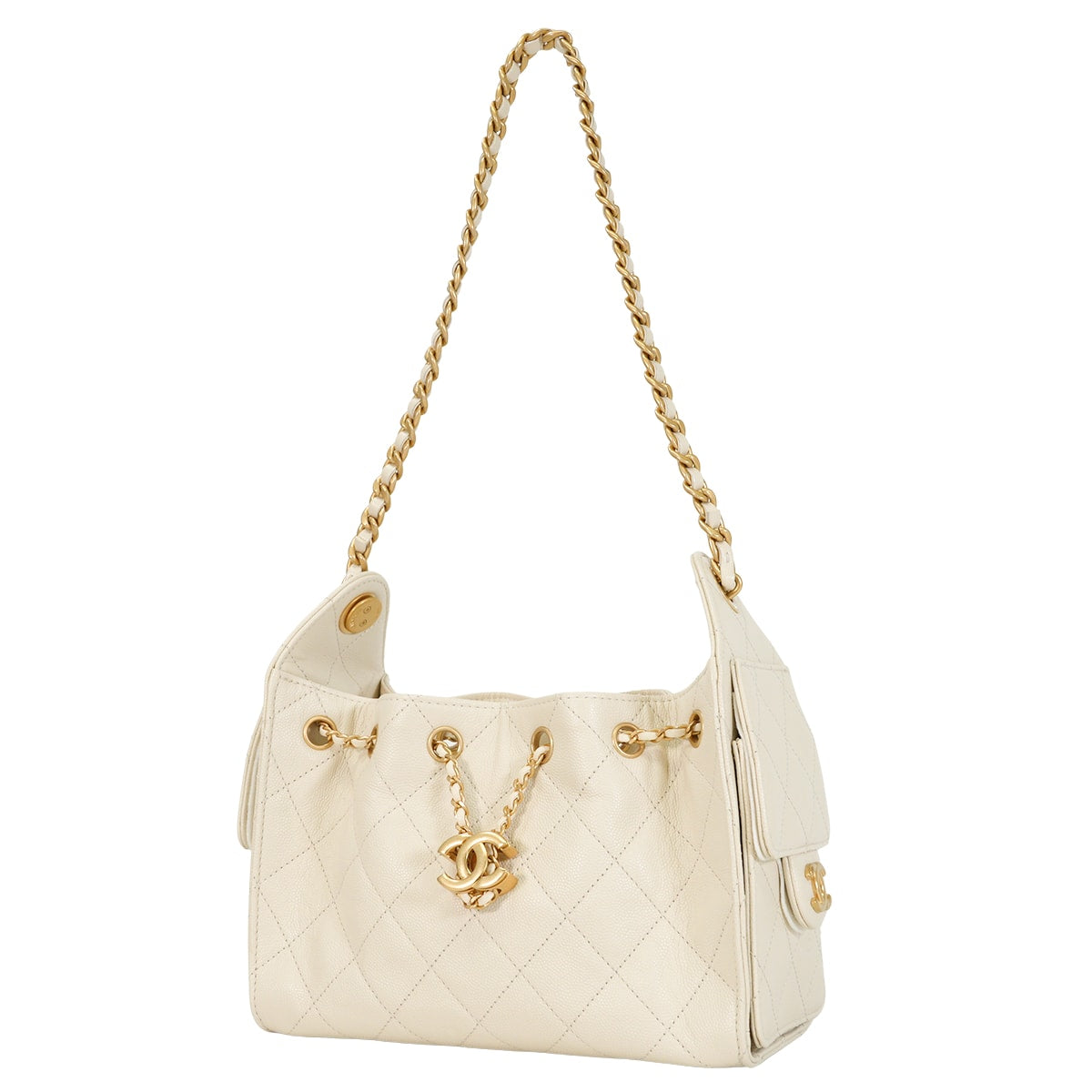 [Pre-loved] CHANEL Shoulder bag CHANEL 25 Matelasse Mini Chain Beige Graind Calf(Caviarskin) Antique Matte Gold Hardware AS5631[LIKE NEW][Authentic]