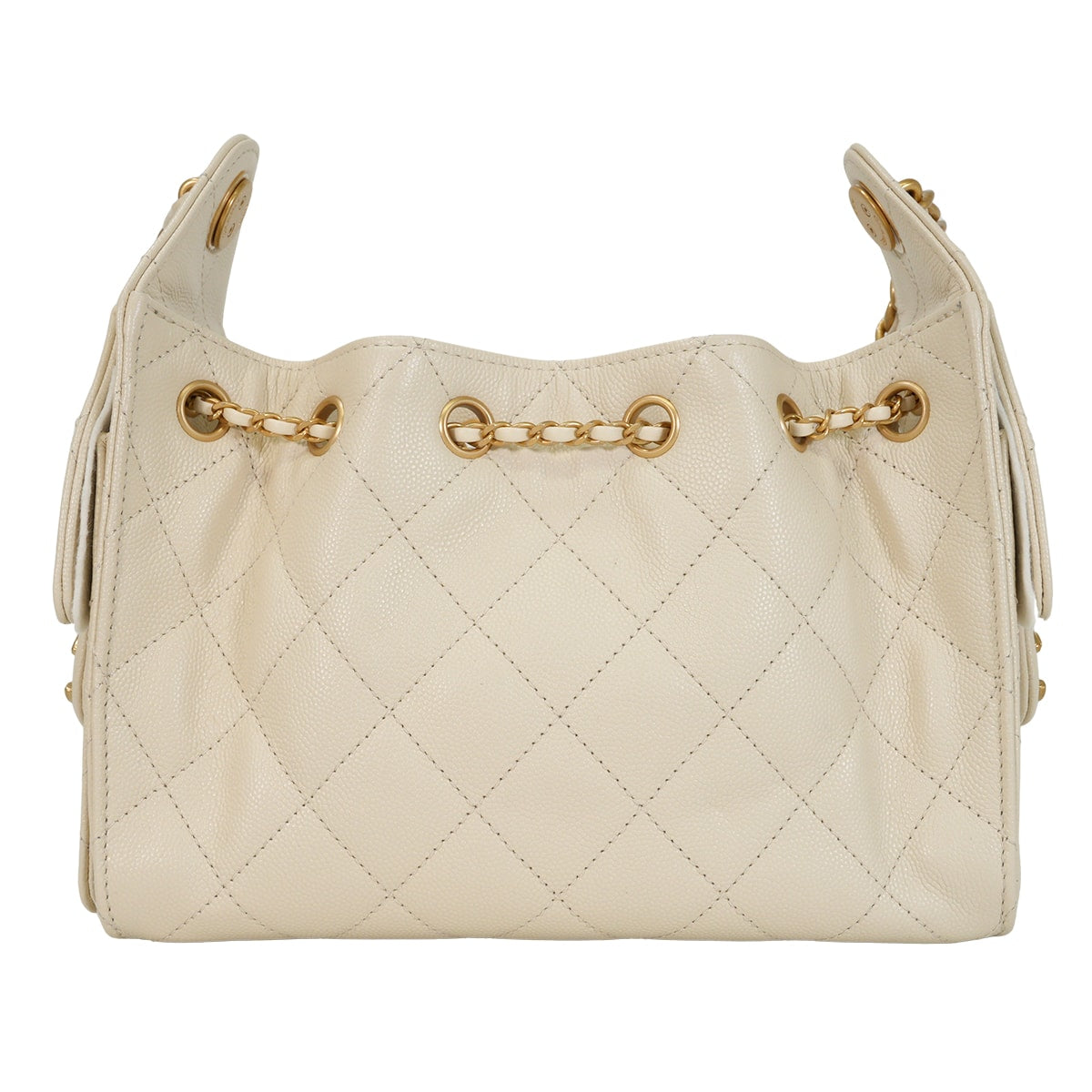 [Pre-loved] CHANEL Shoulder bag CHANEL 25 Matelasse Mini Chain Beige Graind Calf(Caviarskin) Antique Matte Gold Hardware AS5631[LIKE NEW][Authentic]