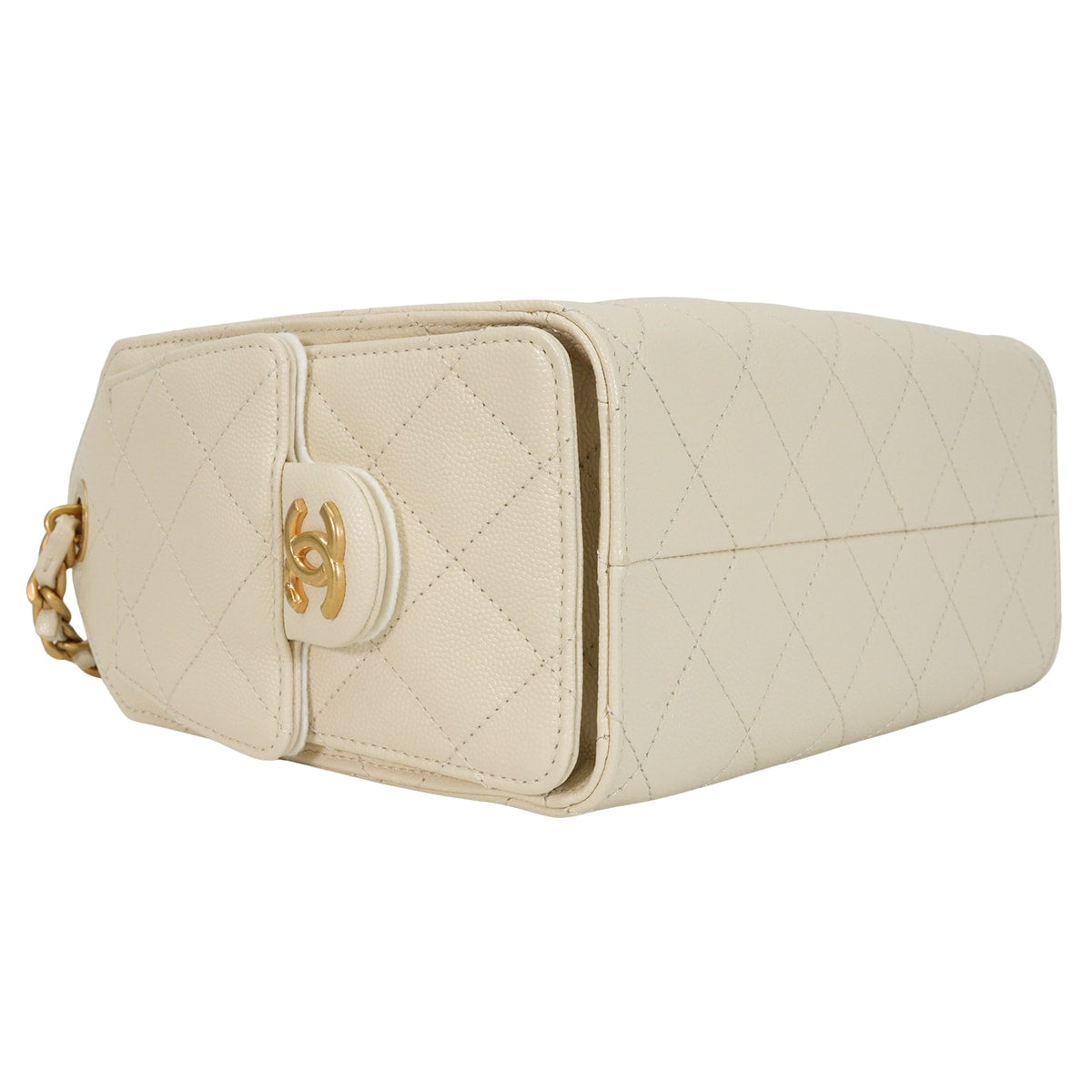 [Pre-loved] CHANEL Shoulder bag CHANEL 25 Matelasse Mini Chain Beige Graind Calf(Caviarskin) Antique Matte Gold Hardware AS5631[LIKE NEW][Authentic]