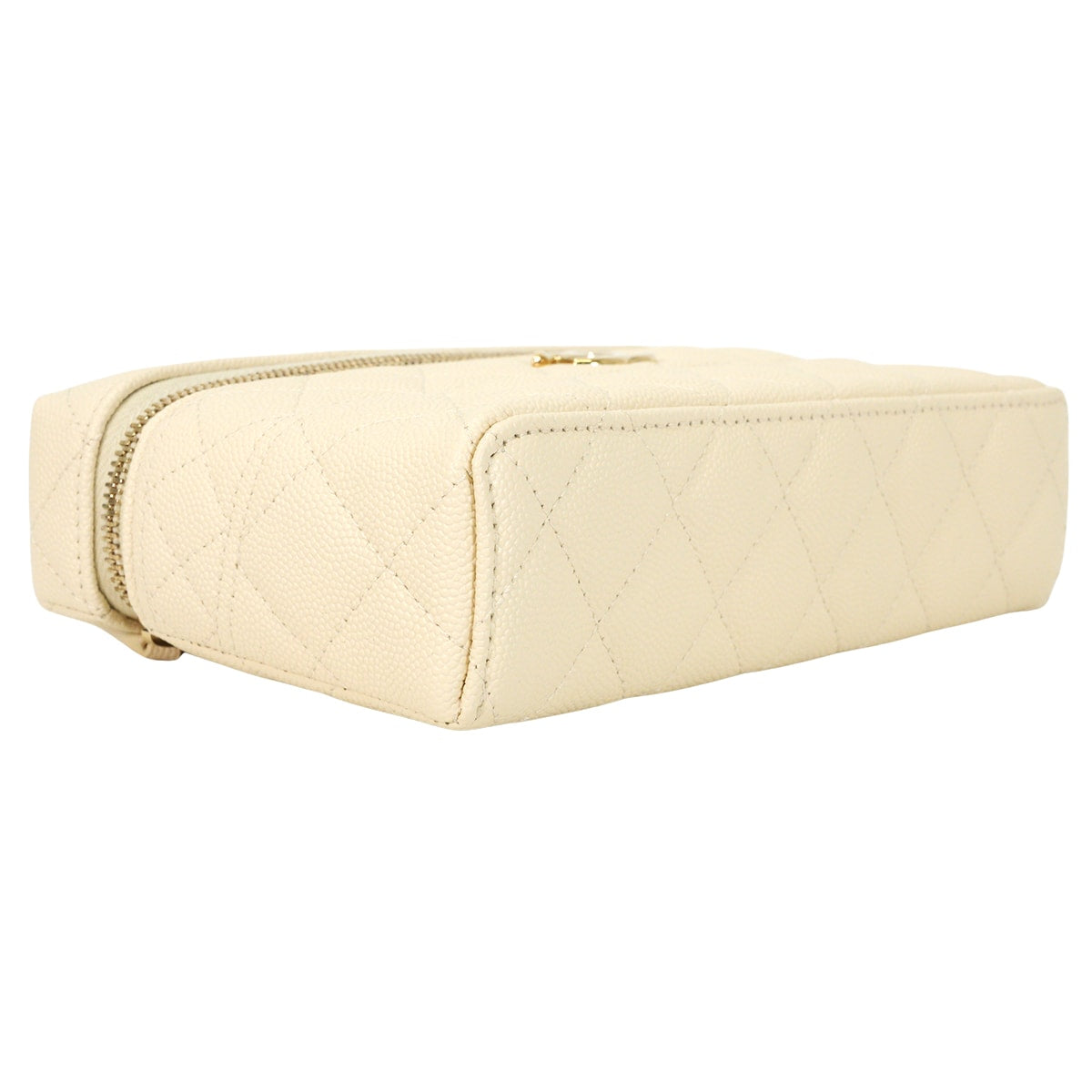 2025 Cruise Collection CHANEL Shoulder bag Chain Matelasse CC Logo Vanity CaseLight Beige Graind Calf(Caviarskin) Champagne Gold HW AP4407[BRAND NEW][Authentic]