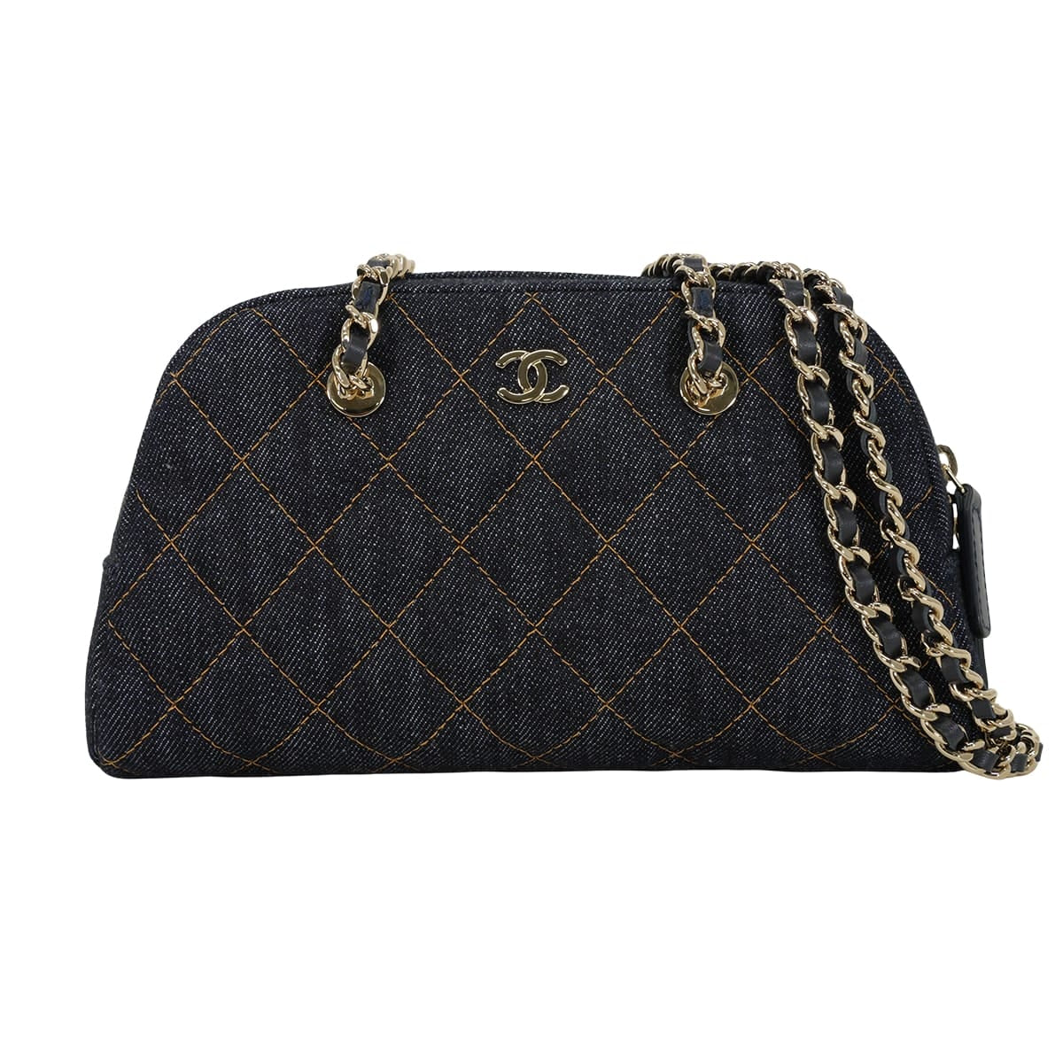 2026SS CHANEL Clutch bag Chain Matelasse COCO MarkDark Blue Denim Champagne Gold HW AP5092[BRAND NEW][Authentic]