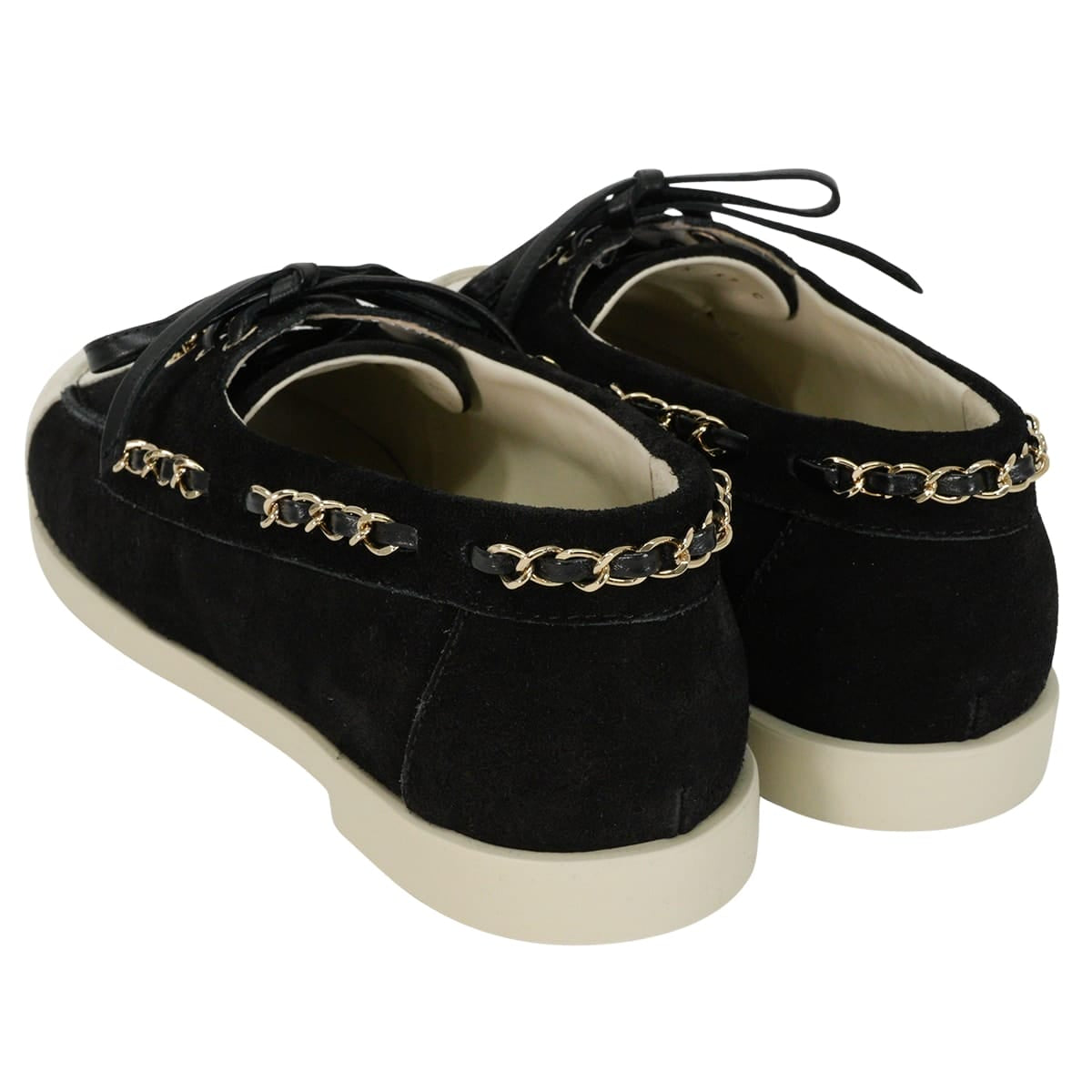2025 Cruise Collection CHANEL loafers COCO Mark Chain Bicolor Noir (Black)Light Gray Suede cal #37C Champagne Gold HW G47005[EXCELLENT][Authentic]