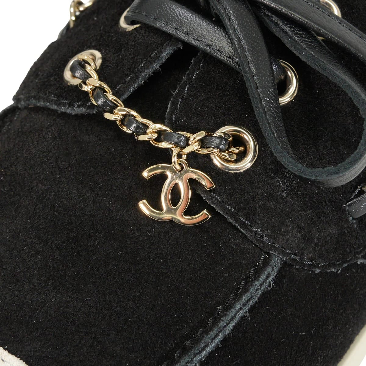 2025 Cruise Collection CHANEL loafers COCO Mark Chain Bicolor Noir (Black)Light Gray Suede cal #37C Champagne Gold HW G47005[EXCELLENT][Authentic]