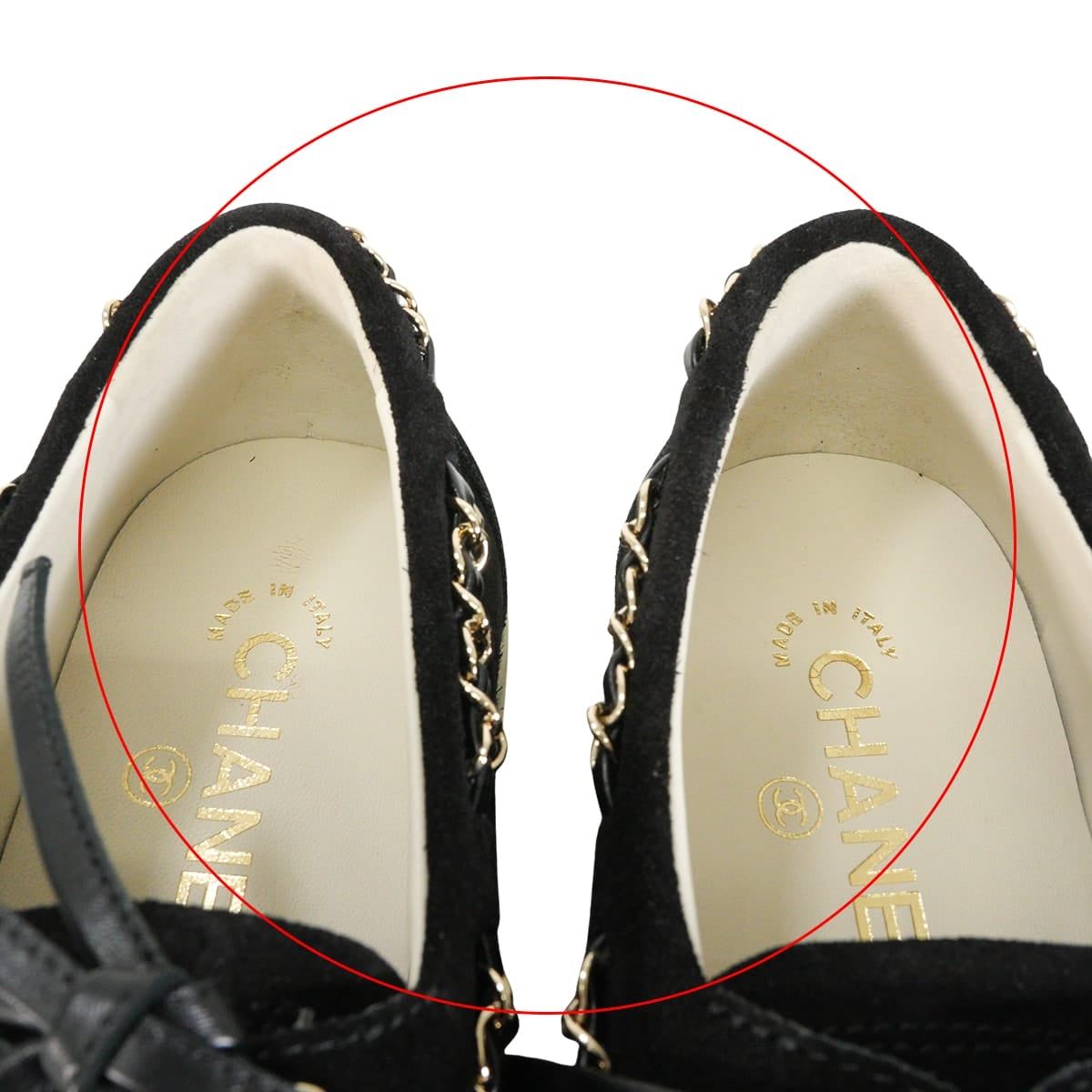 2025 Cruise Collection CHANEL loafers COCO Mark Chain Bicolor Noir (Black)Light Gray Suede cal #37C Champagne Gold HW G47005[EXCELLENT][Authentic]