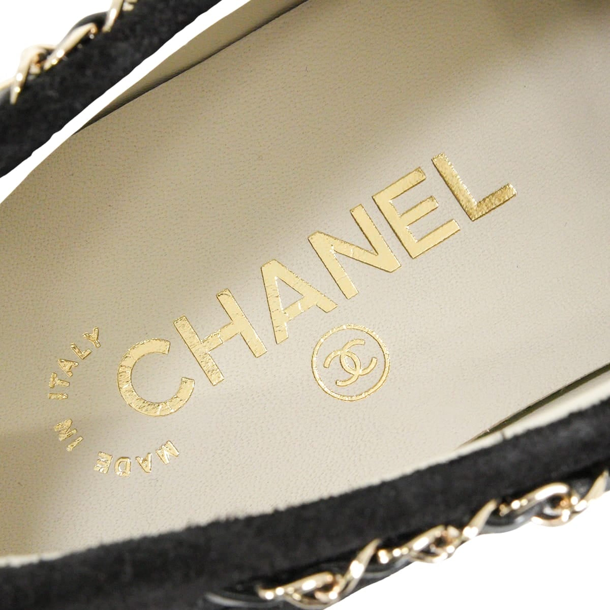 2025 Cruise Collection CHANEL loafers COCO Mark Chain Bicolor Noir (Black)Light Gray Suede cal #37C Champagne Gold HW G47005[EXCELLENT][Authentic]
