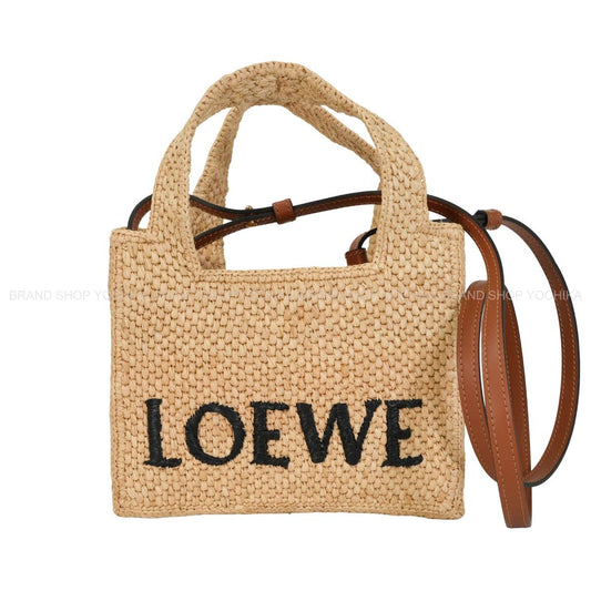 LOEWE tote bag Font Tote MiniNatural Raffia Gold HW A685V46X01[EXCELLENT][Authentic]