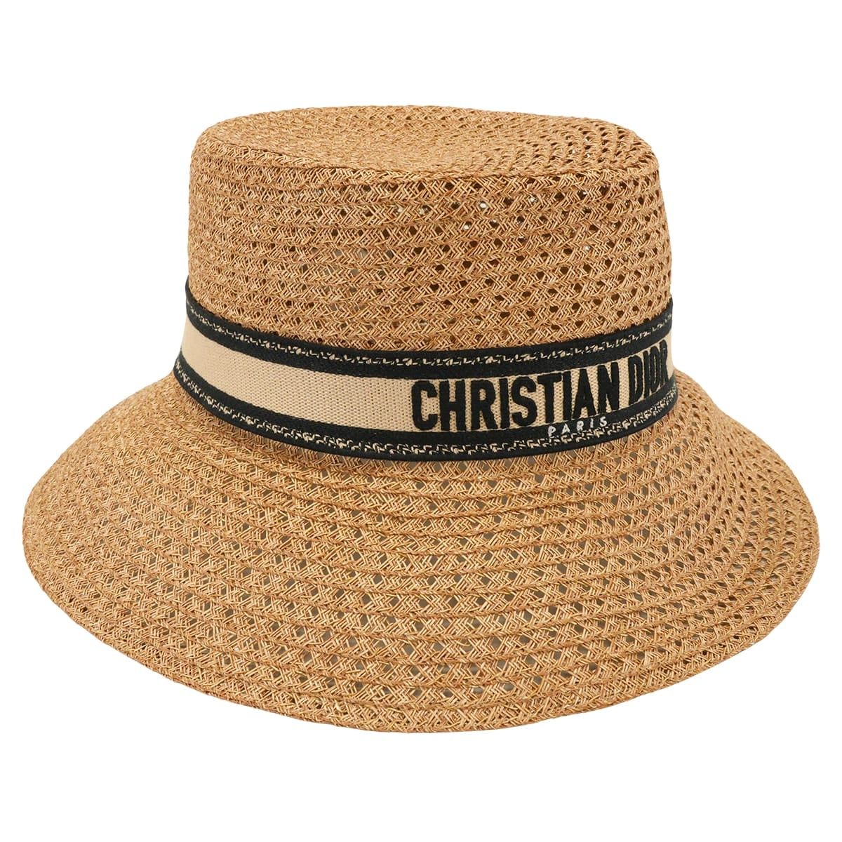 Dior hat D-Bobby Wide-Brim #59 Beige Straw Bow 34DBP924G153[EXCELLENT][Authentic]
