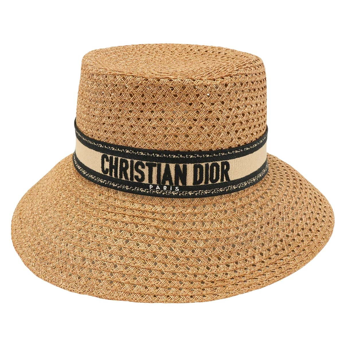 Dior hat D-Bobby Wide-Brim #59 Beige Straw Bow 34DBP924G153[EXCELLENT][Authentic]