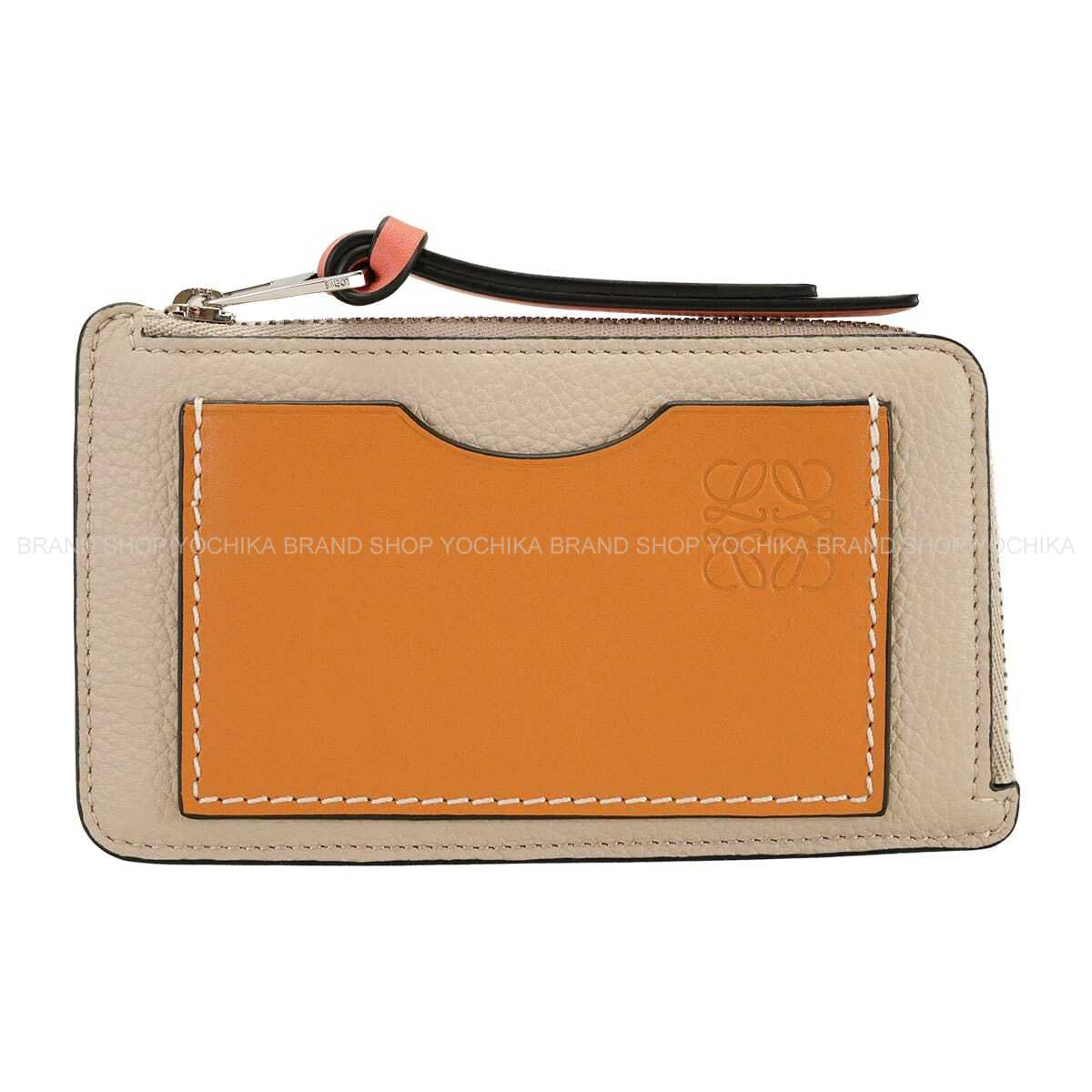 LOEWE change purse Card HolderLight Oat/Honey Soft Grained Calfskin Silver HW C660Z40X07[BRAND NEW][Authentic]