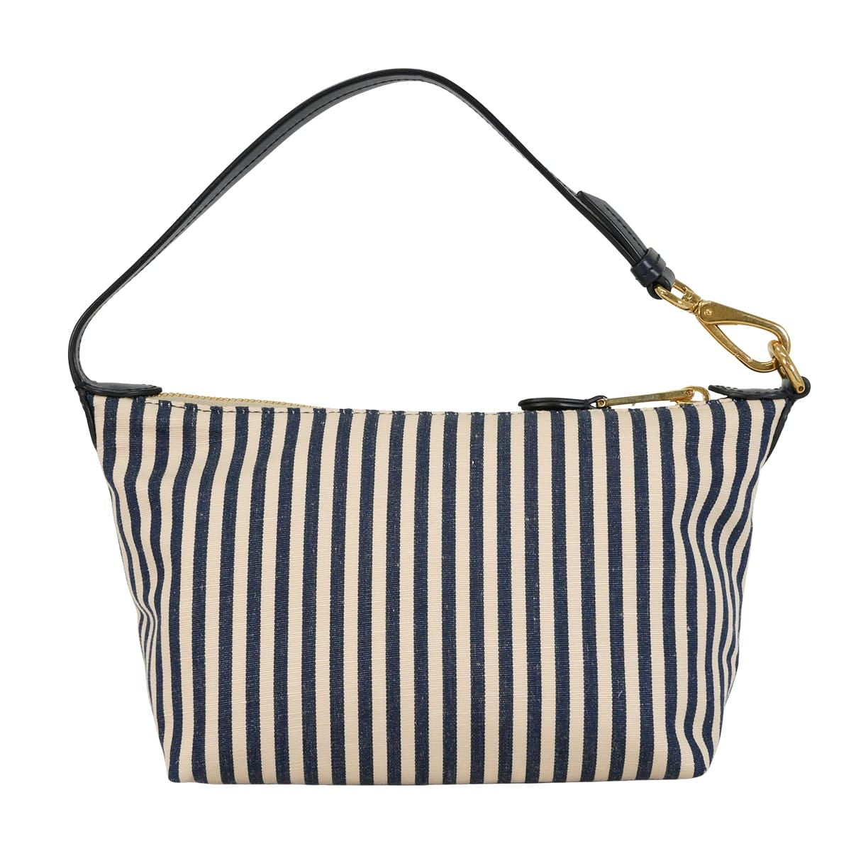 Miu Miu Pouch Stripe Logo Beige/Navy Jacquard Fabric Gold HW 5NE841_ACQ3_F0Z12[EXCELLENT][Authentic]