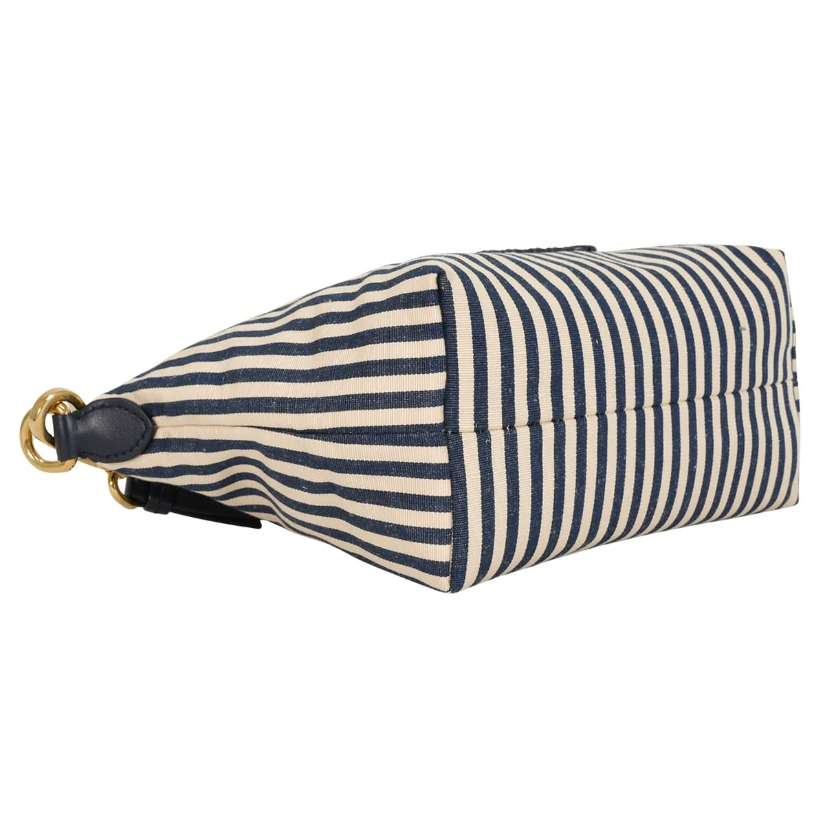 Miu Miu Pouch Stripe Logo Beige/Navy Jacquard Fabric Gold HW 5NE841_ACQ3_F0Z12[EXCELLENT][Authentic]