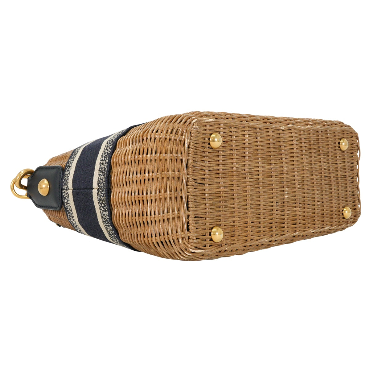 [Pre-loved] 2022 Cruise Collection Christian Dior Shoulder bag Wicker Basket Bag Large Beige/Navy Wicker/Dior Oblique Jacquard Antique Gold HW M7601CMVO M918TU[LIKE NEW][Authentic]