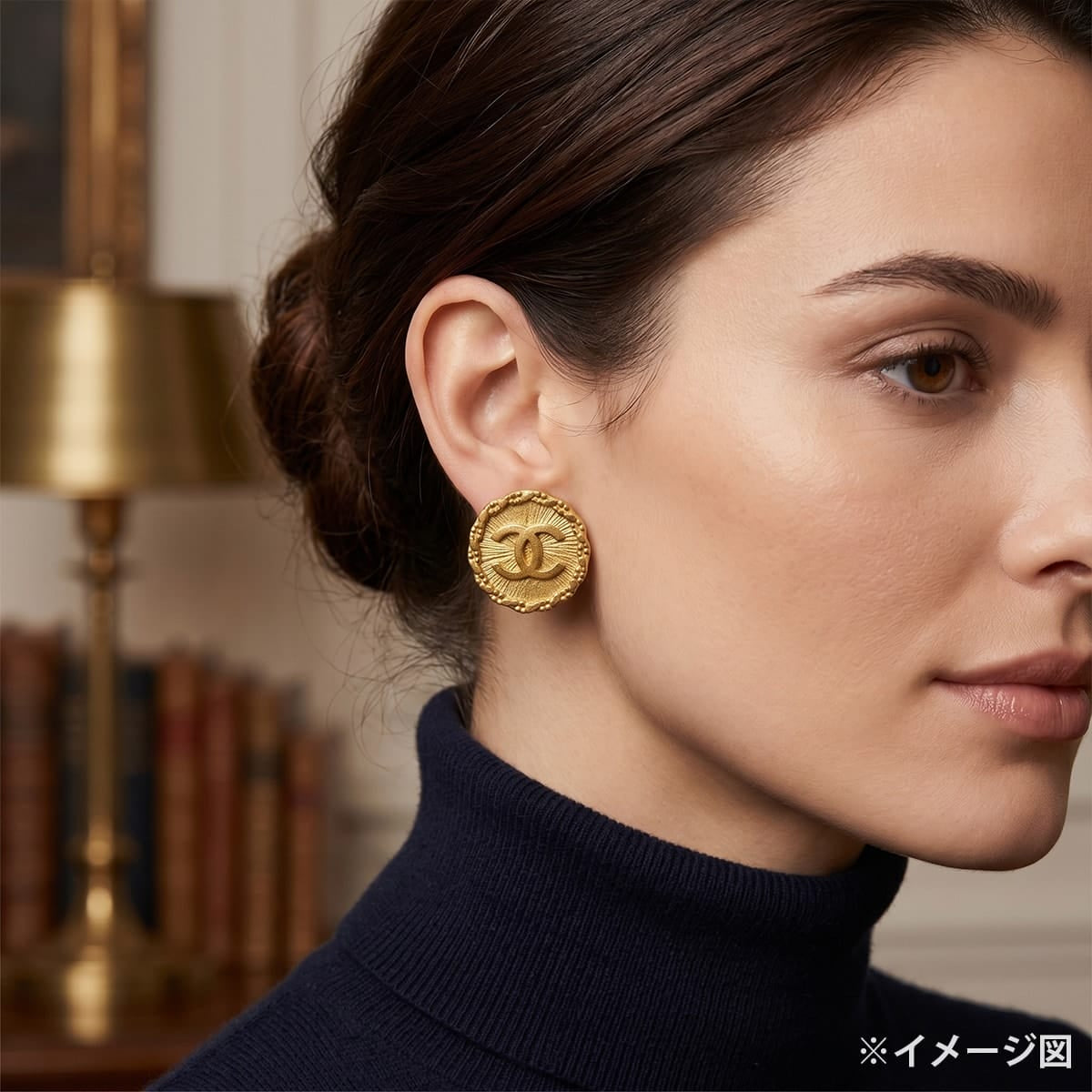 [Pre-loved] 95P CHANEL earrings Vintage Round Rope COCO Mark Gold Gold plated Gold HW[USED AB][Authentic]