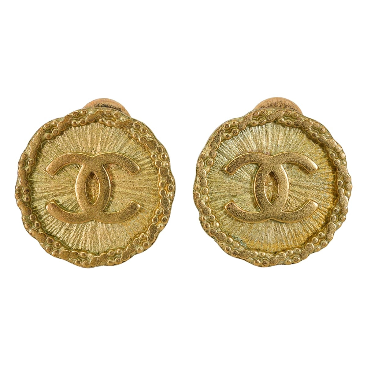 [Pre-loved] 95P CHANEL earrings Vintage Round Rope COCO Mark Gold Gold plated Gold HW[USED AB][Authentic]