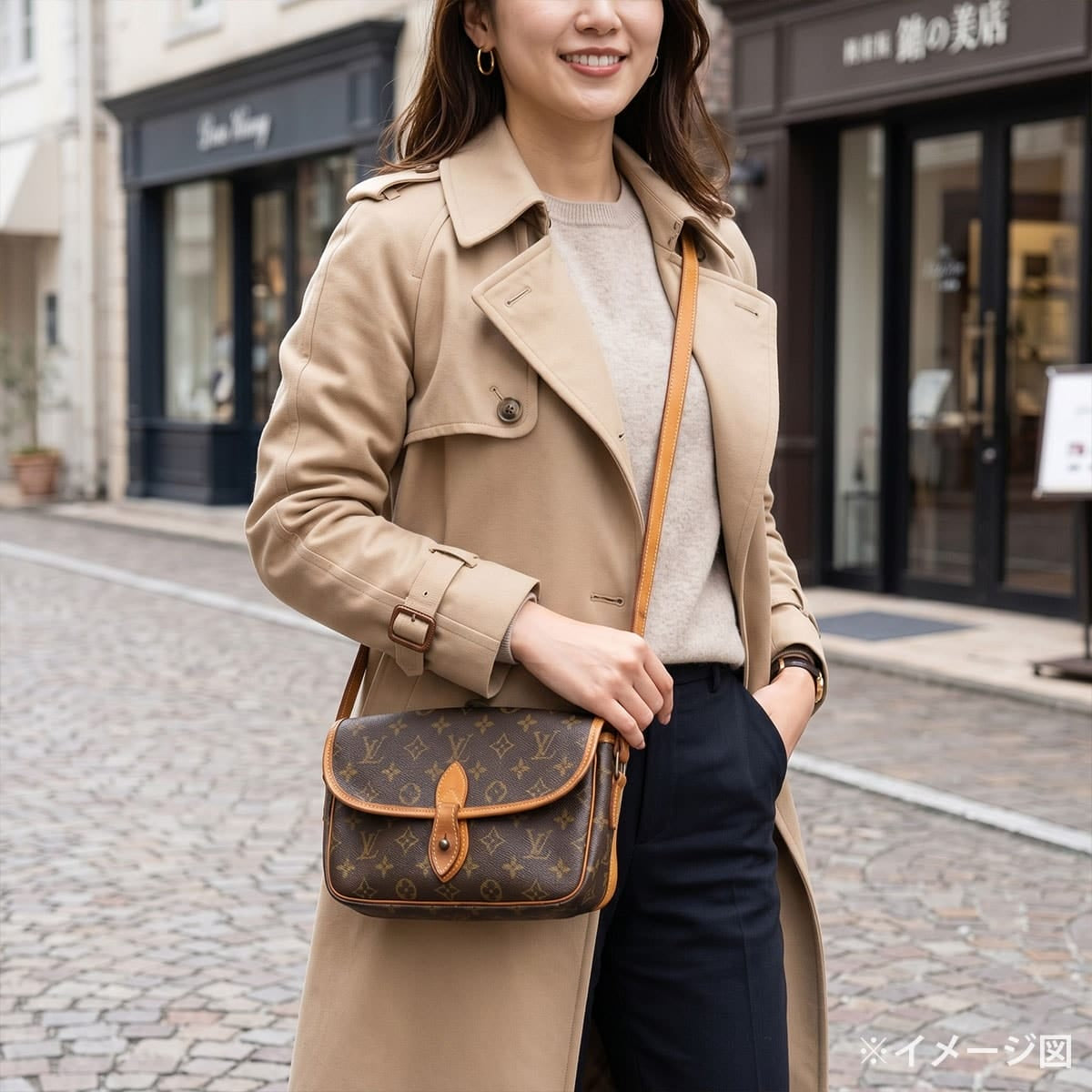 [Pre-loved] LOUIS VUITTON Shoulder bag Gibeciere PM Brown Monogram Canvas Gold HW M42248[USED AB][Authentic]
