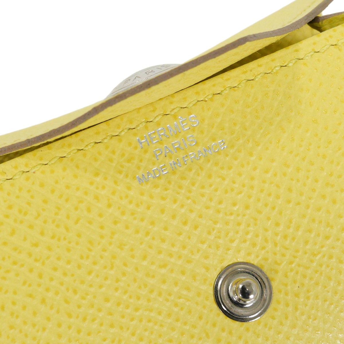 [Pre-loved] HERMES change purse PORTE MONNAIE LE 24 Soufre Veau Epsom Silver HW Stamp □Q[LIKE NEW][Authentic]