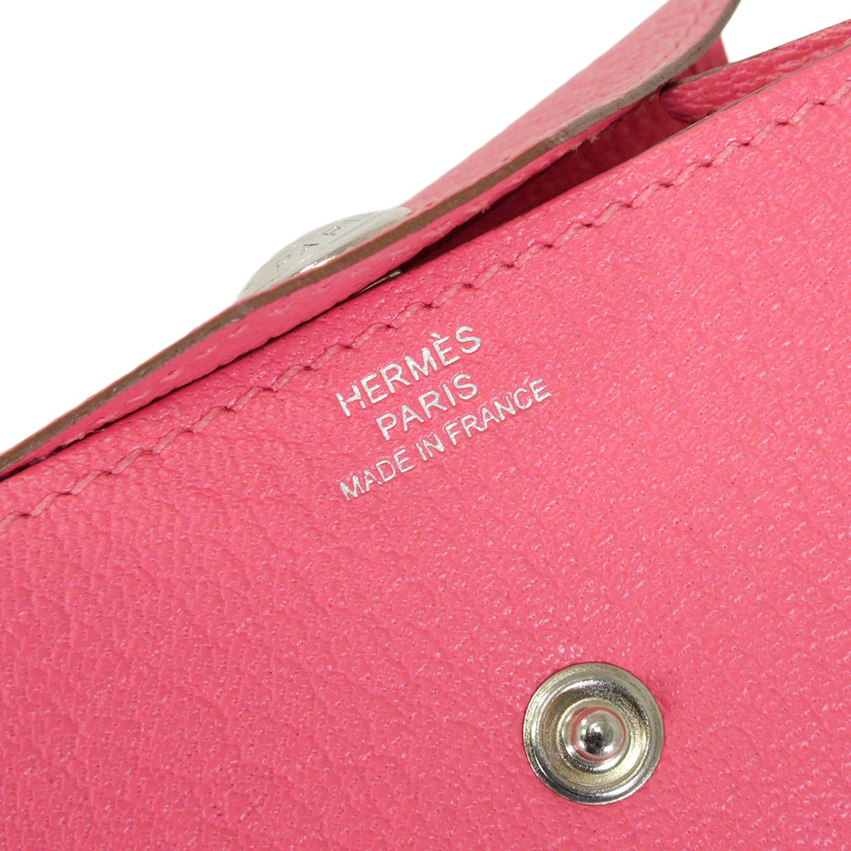 [Pre-loved] HERMES change purse PORTE MONNAIE LE 24 Rose Lipstick Chevre Mysore Silver HW Stamp □P[LIKE NEW][Authentic]