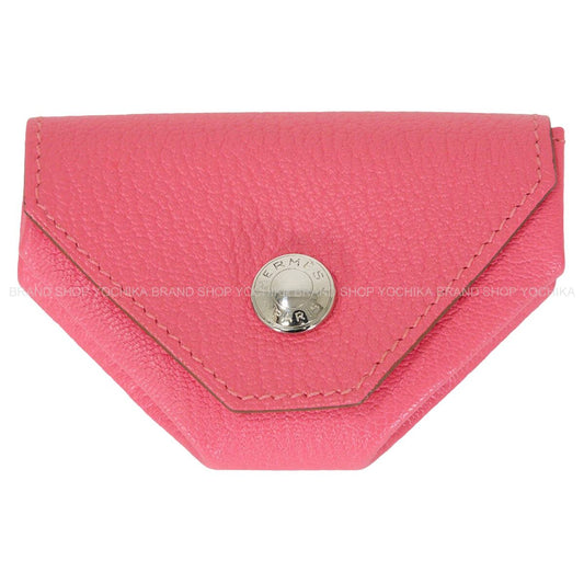 [Pre-loved] HERMES change purse PORTE MONNAIE LE 24 Rose Lipstick Chevre Mysore Silver HW Stamp □P[LIKE NEW][Authentic]