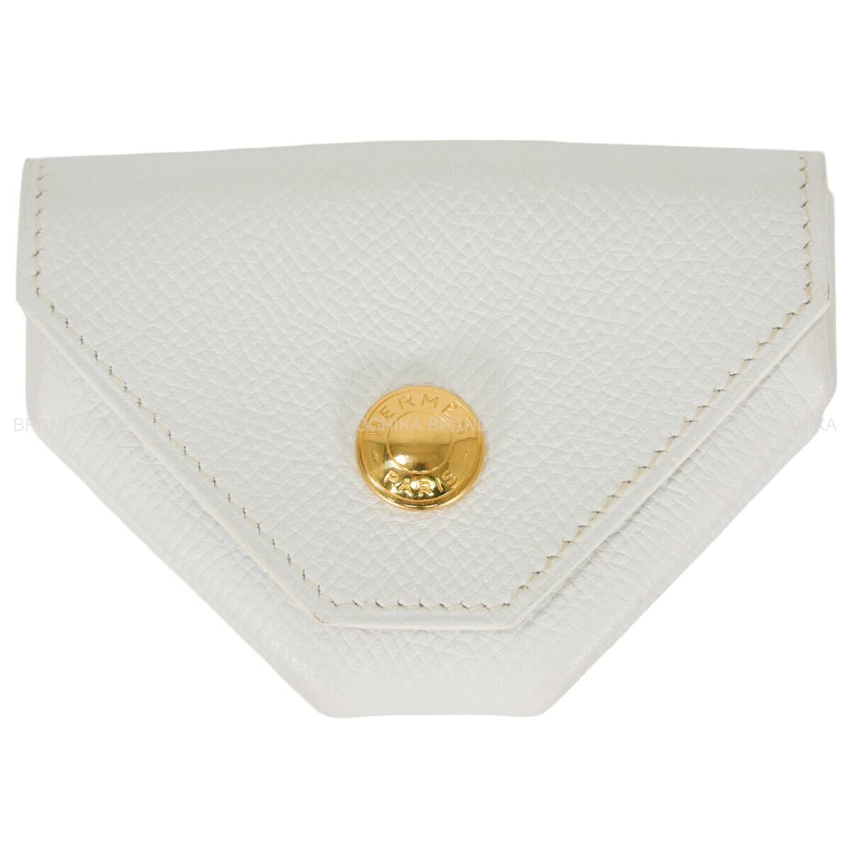 [Pre-loved] HERMES change purse PORTE MONNAIE LE 24 Blanc (White) Veau Epsom Gold HW Stamp □K[LIKE NEW][Authentic]