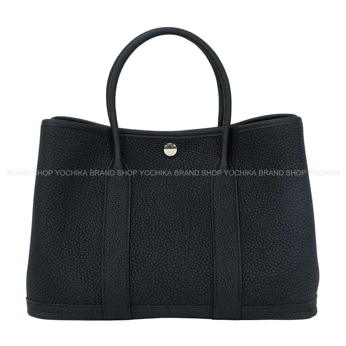 HERMES tote bag Garden Party 30 TPM All Leather Noir (Black) Veau Negonda Silver HW Stamp K[BRAND NEW][Authentic]