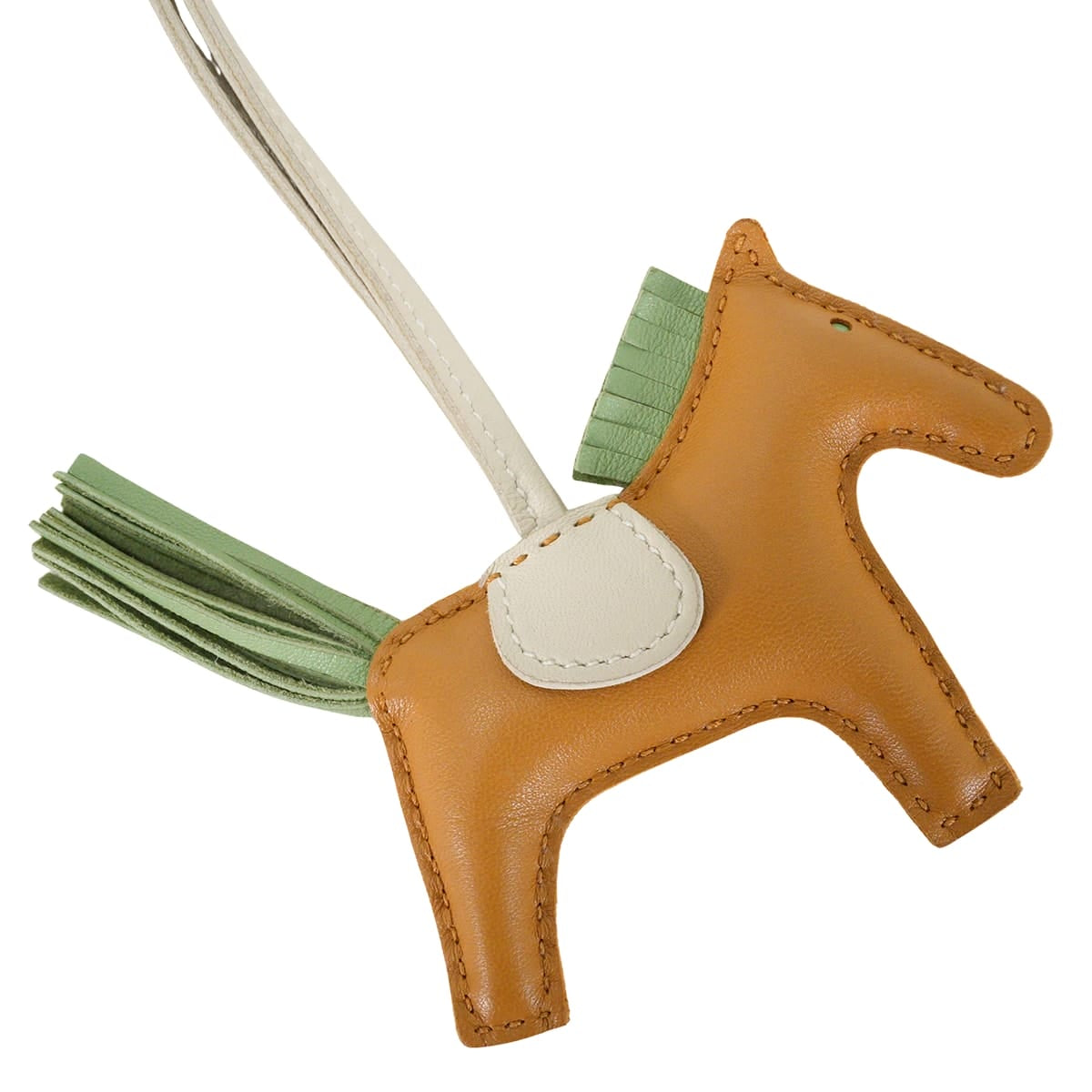 HERMES bag charm Rodeo PM Sesami/Vert criquet/Craie Agneau Milo Stamp U[ALMOST NEW][Authentic]