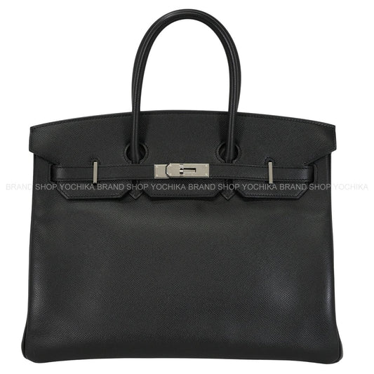 [Pre-loved] HERMES Handbag Birkin35 Noir (Black) Veau Epsom Silver HW Stamp □K[USED SA][Authentic]
