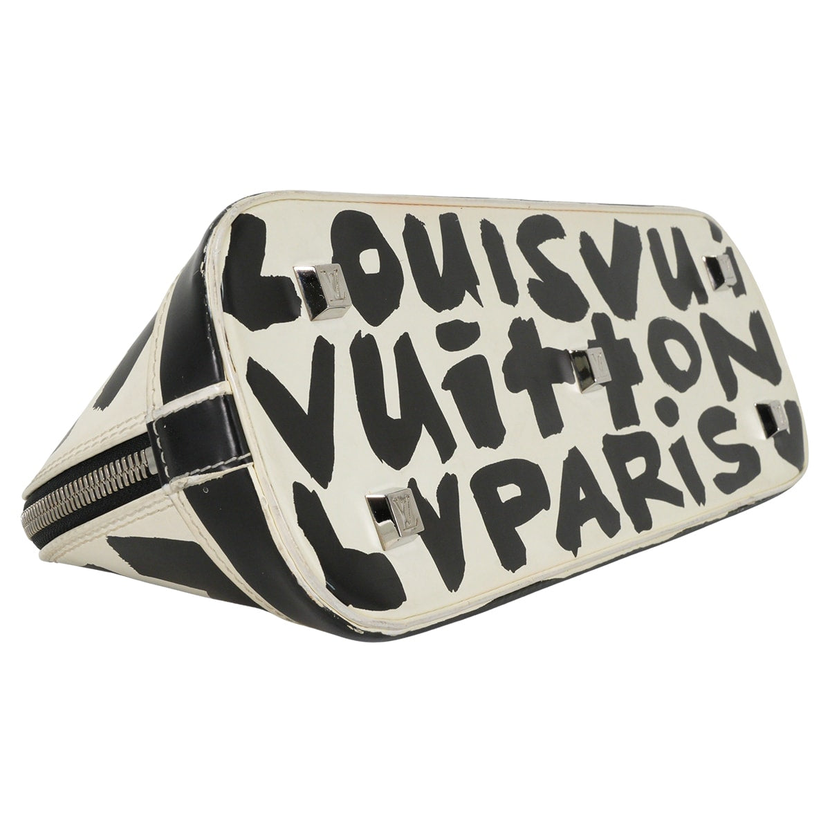 [Pre-loved] LOUIS VUITTON Handbag Alma Horizontal Graffiti Blanc (White)/Noir (Black) Calfskin Silver HW M92175[USED SA][Authentic]