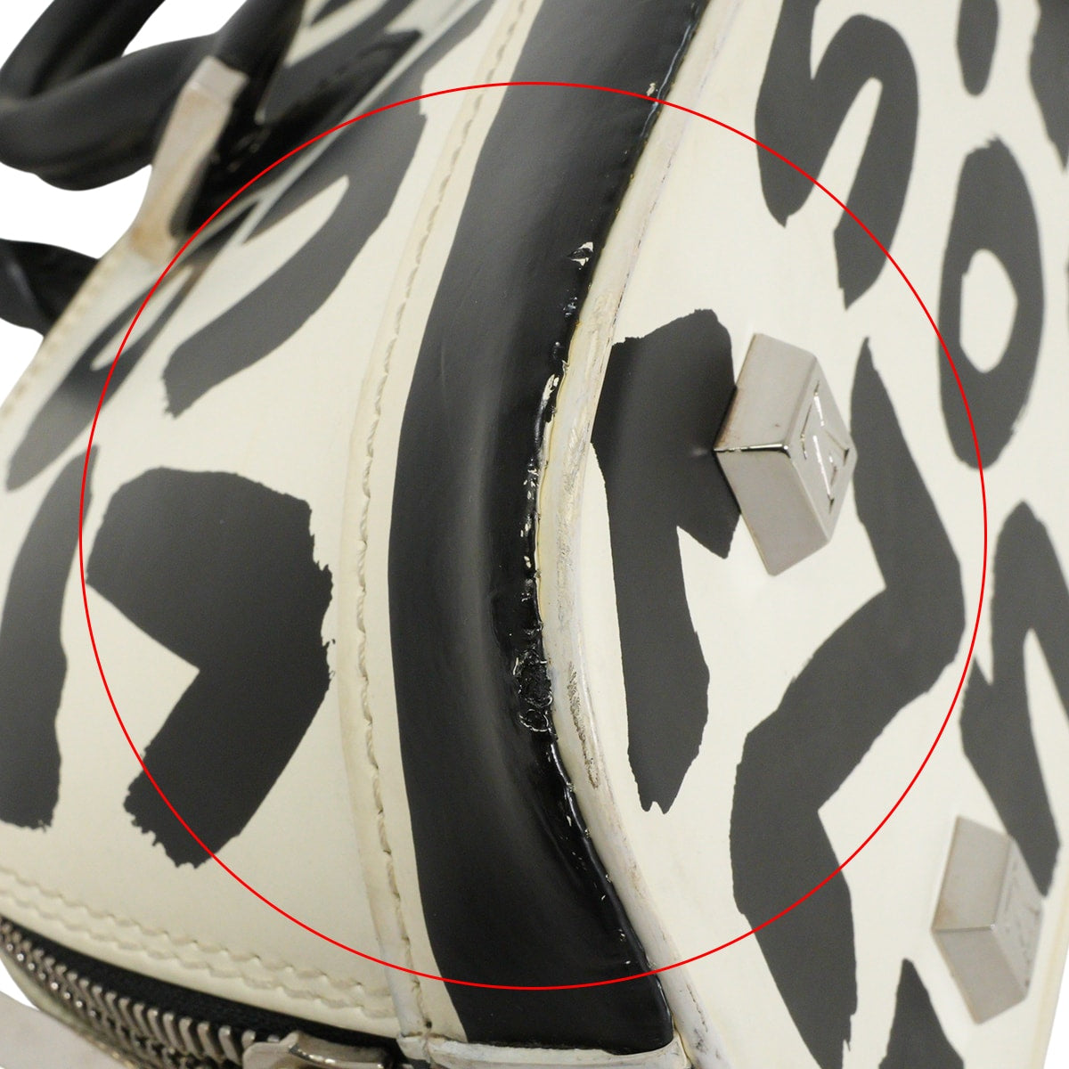 [Pre-loved] LOUIS VUITTON Handbag Alma Horizontal Graffiti Blanc (White)/Noir (Black) Calfskin Silver HW M92175[USED SA][Authentic]