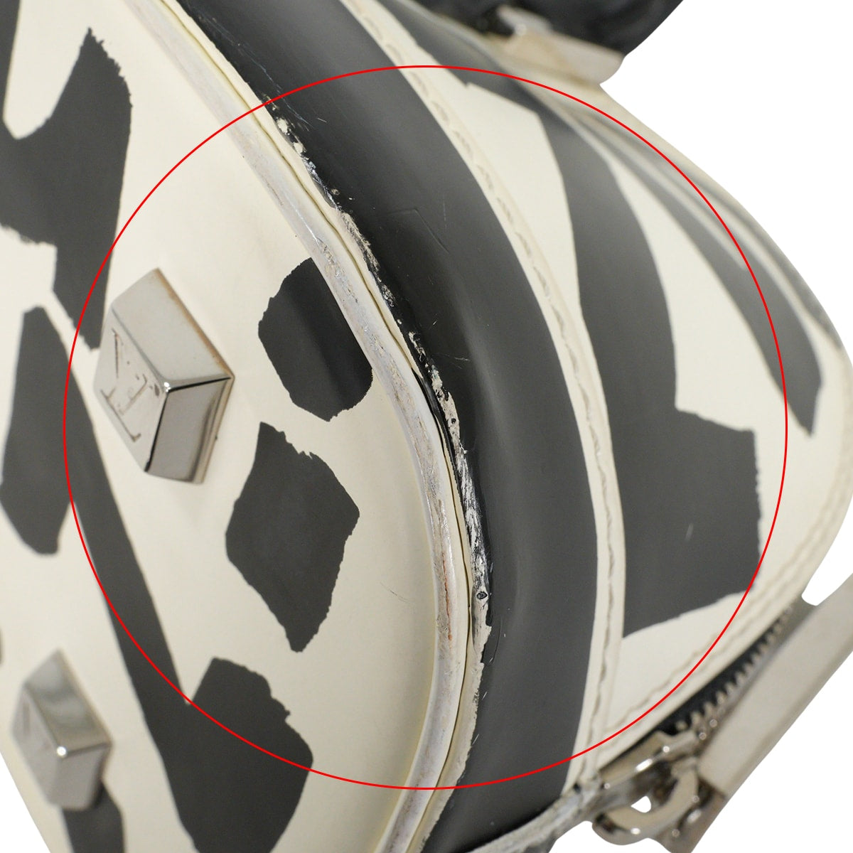 [Pre-loved] LOUIS VUITTON Handbag Alma Horizontal Graffiti Blanc (White)/Noir (Black) Calfskin Silver HW M92175[USED SA][Authentic]