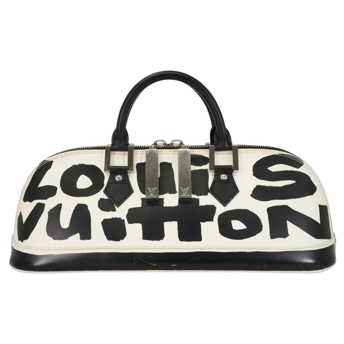 [Pre-loved] LOUIS VUITTON Handbag Alma Horizontal Graffiti Blanc (White)/Noir (Black) Calfskin Silver HW M92175[USED SA][Authentic]