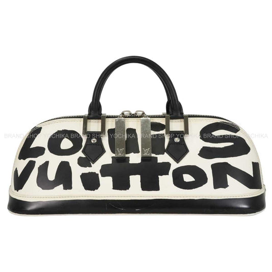 [Pre-loved] LOUIS VUITTON Handbag Alma Horizontal Graffiti Blanc (White)/Noir (Black) Calfskin Silver HW M92175[USED SA][Authentic]