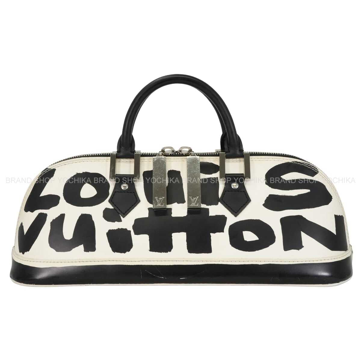 [Pre-loved] LOUIS VUITTON Handbag Alma Horizontal Graffiti Blanc (White)/Noir (Black) Calfskin Silver HW M92175[USED SA][Authentic]