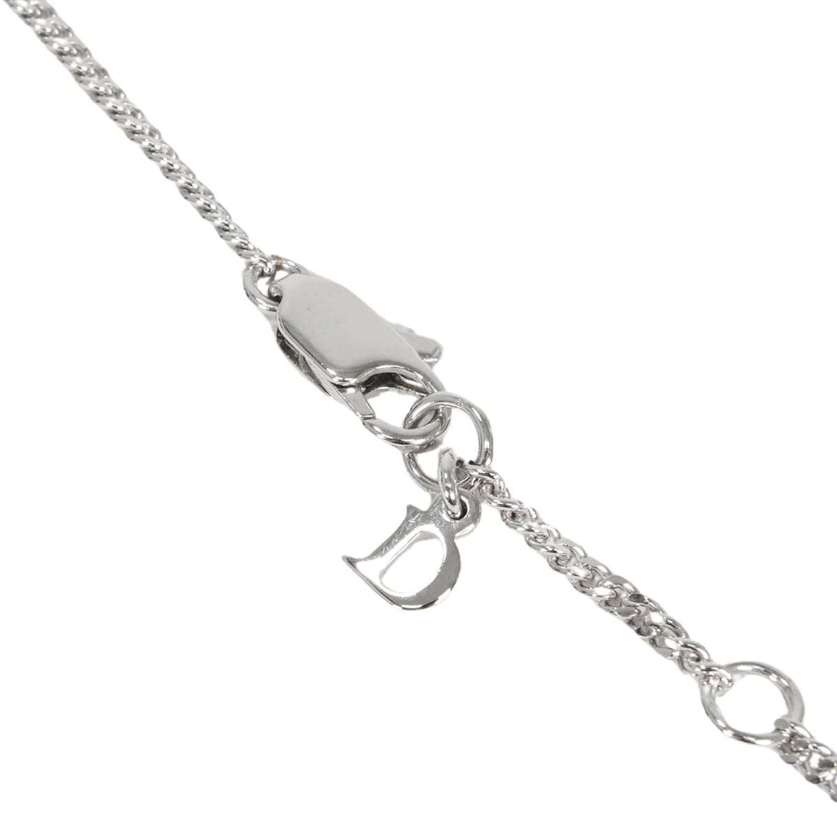 Christian Dior necklace Butterfly Motif Rhinestone CD Logo Silver Metal Crystal[EXCELLENT][Authentic]