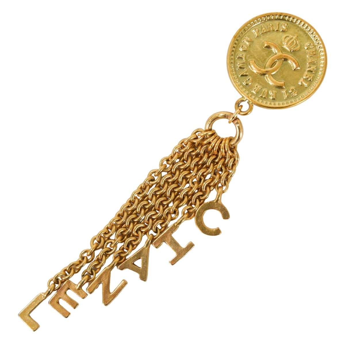 [Pre-loved] 94A CHANEL earrings Vintage COCO Mark Coin Motif Chain Logo Dangle Gold Gold HW[LIKE NEW][Authentic]