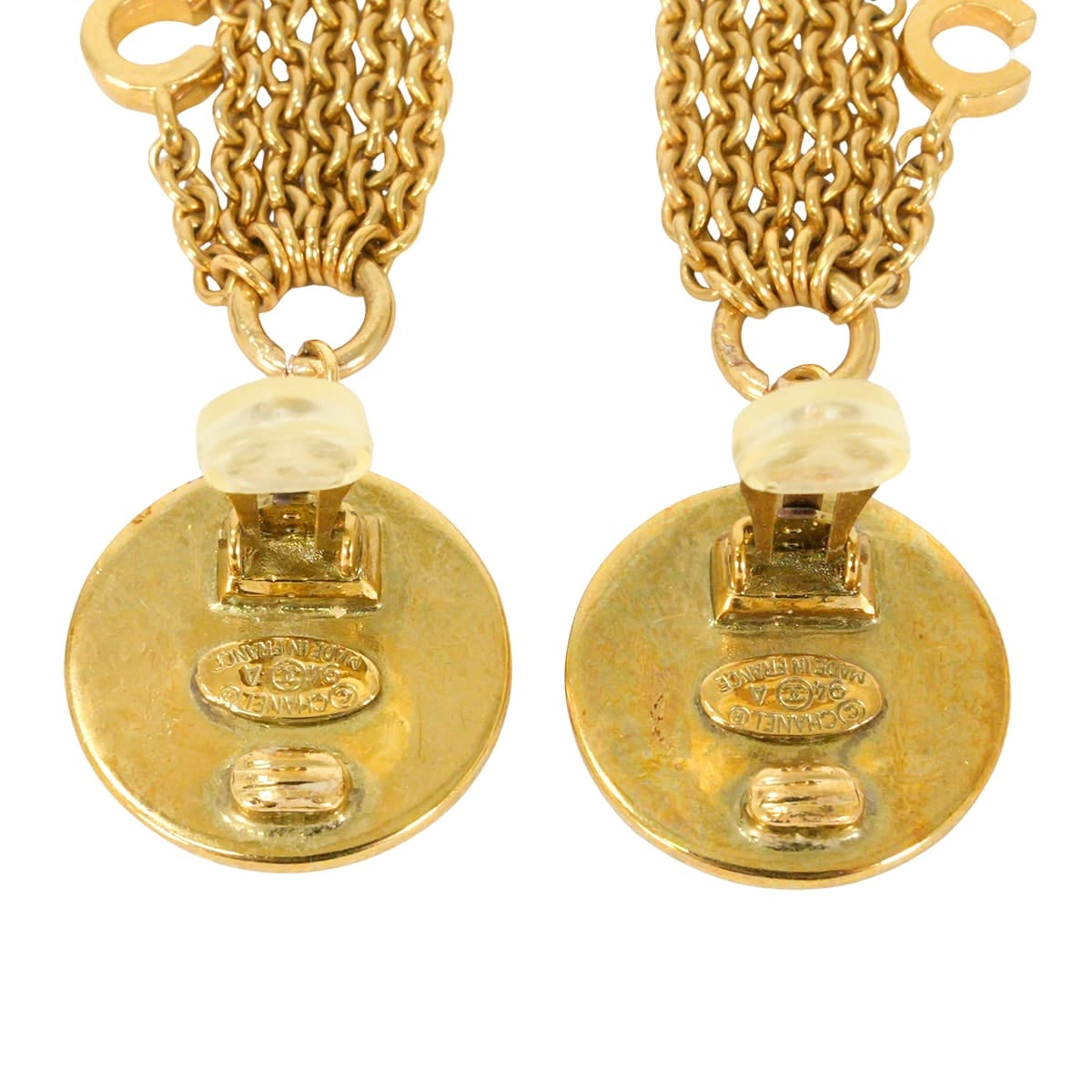 [Pre-loved] 94A CHANEL earrings Vintage COCO Mark Coin Motif Chain Logo Dangle Gold Gold HW[LIKE NEW][Authentic]