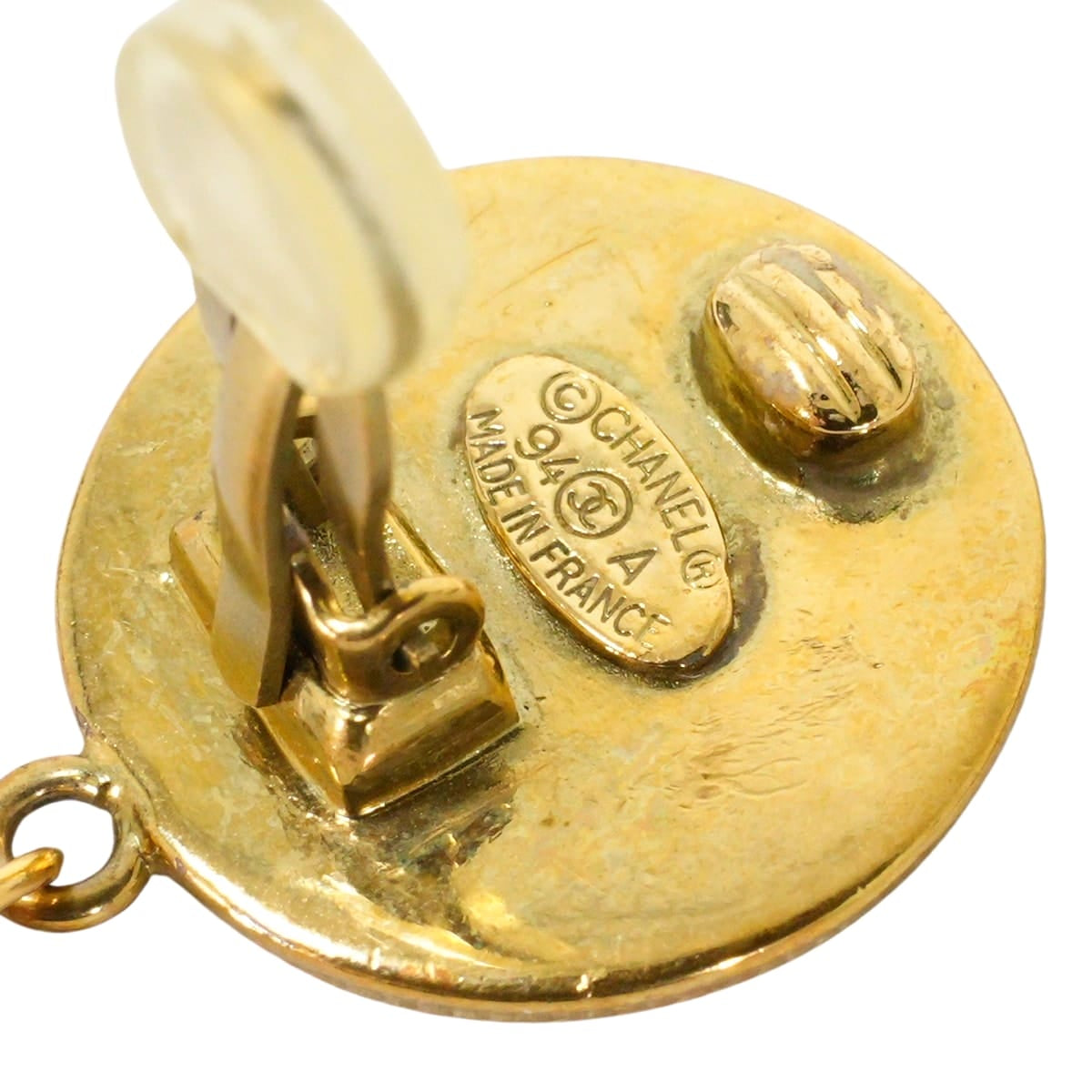 [Pre-loved] 94A CHANEL earrings Vintage COCO Mark Coin Motif Chain Logo Dangle Gold Gold HW[LIKE NEW][Authentic]