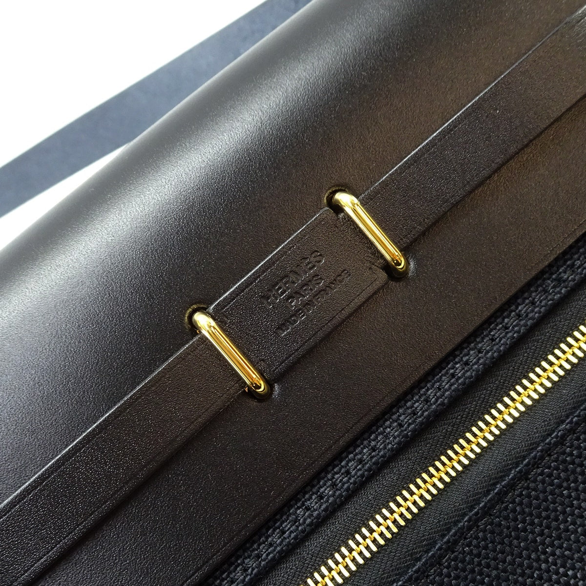 HERMES Shoulder bag Herbag Zip 20 Mini Noir (Black) Toile Militaire/Vache Hunter Gold HW Stamp K[BRAND NEW][Authentic]
