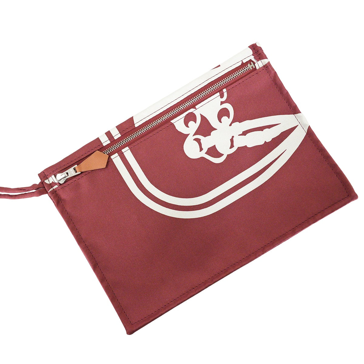 HERMES Shoulder bag Silky city 33 PM Brides de Gala Dot cut Rouge H/Gold Silk/Veau Swift Silver HW Stamp D[EXCELLENT][Authentic]