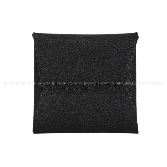 HERMES change purse Bastia Noir (Black) Chevre Mysore Silver HW Stamp G[BRAND NEW][Authentic]