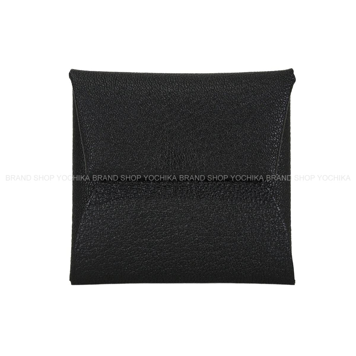 HERMES change purse Bastia Noir (Black) Chevre Mysore Silver HW Stamp G[BRAND NEW][Authentic]